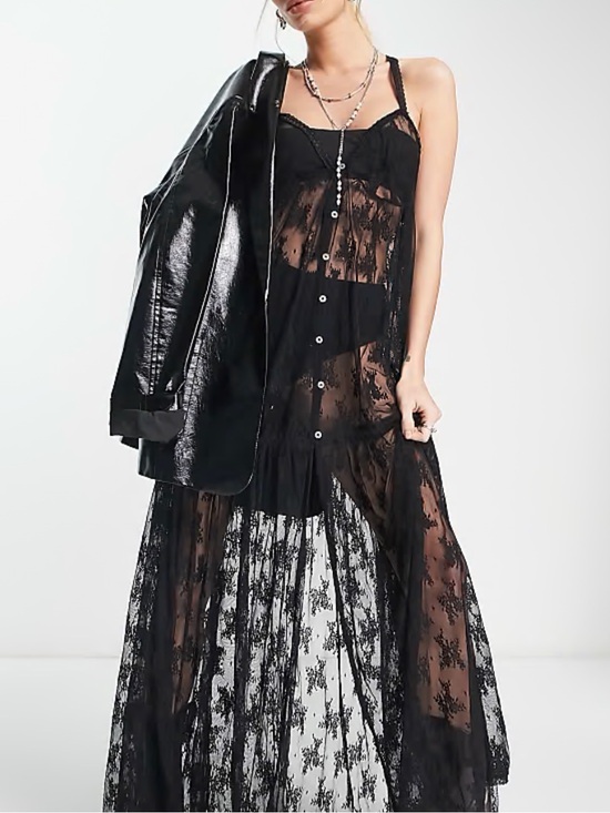 Free People Dresses & Skirts - Free People In The Breeze Maxi Slip in Black Combo Sz Medium